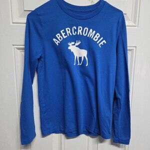Abercrombie Kids Long Sleeve Shirt Sz 13/14 Blue Moose Logo